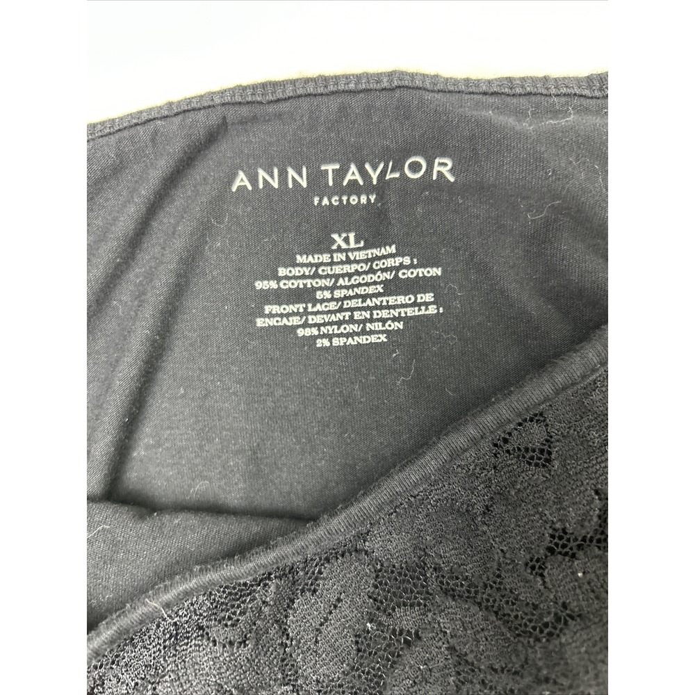 2 Ann Taylor Lace Overlay Camisole Tank Top Sleeveless Black Pink Women's XL - Picture 5 of 8